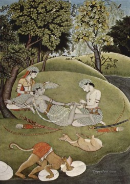  Painting Canvas - Ram and Sita Kangra Painting 1780 from India